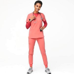 Figs Coral Catarina Top & Zamora Jogger Pant Scrub Set Small